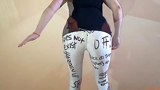 Camel Toe in Spandex Leggings - Oiled up ass with a dildo in my tight pussy