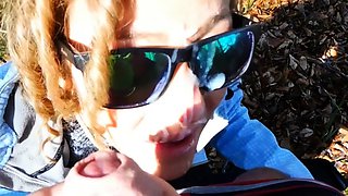 German Blonde Teen's Forest Blowjob