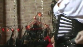 Hot domination and bdsm by sexy girls whipping men