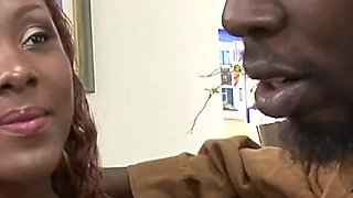 Oiled Ebony Babe Is Bouncing on Monster Black Cock
