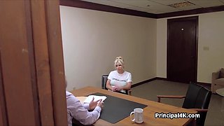 Bikini mommy blows head teacher at his office