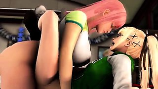 Bodacious 3D bombshells engage in intense futanari fucking