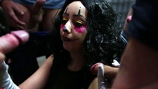 Stunning group sex babes getting cumshot