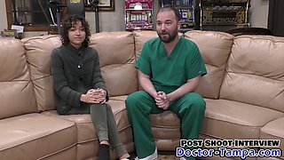 Become a Tampa doctor and give Brooklyn Rossi her first pelvic exam using gloved hands with nurse Aria Nicole