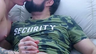 Tattooed MILF with Glasses, Orange Lingerie with Perfect Pussy Takes Cock From Pervert