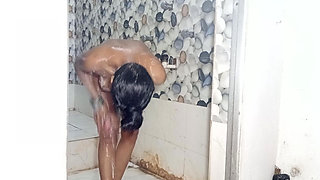 Indian Bhabhi Taking Bath in Her Home Washroom Hindi Audio