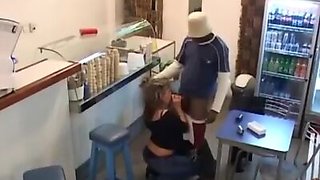 Interracial fuck in the cafe!