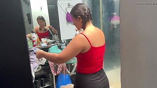 Stepson Fucks Big Ass Latina Maid Hired By Stepmom - Homemade POV Sex