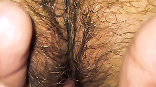 The Bull Makes the Beautiful Hairy Pussy Piss Between His Fingers and Fucks Her Deeply