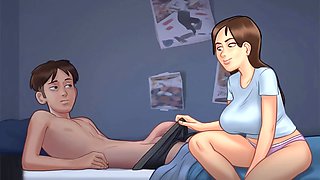 Wild summertime saga with sexy step-sister and moaning in an animated adventure