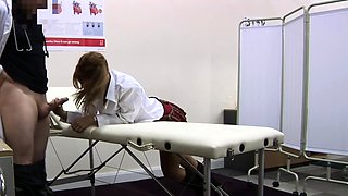 Uniform nurse CFNM get tugjob and BJ