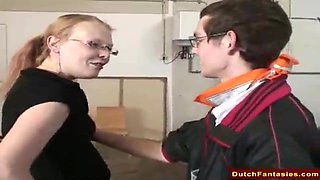 Dutch Teenager With Glasses In Warehouse