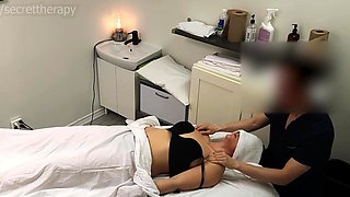 Beautiful brunette caught fucking on hidden cam massage