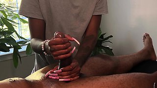 Amateur Handjob massage with oil