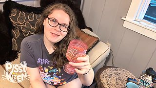 Pissy-Kitten takes it all as a human urinal with some golden showers