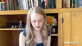 Nervous platinum-blonde first-timer enjoys sexy discipline sessions