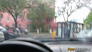 Busty point of view teenager splashed