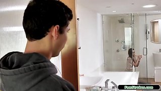 Busty Stepsis Angel Ryder Fucks Dildo While Stepbro Watches