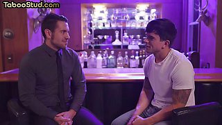 Busty stud analdrilled by muscled guy