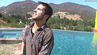 A teen couple gets frisky and fucks outdoors