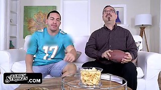 Gorgeous Latina Seduces Her Big Step Brother In Front Of Their Step Dad While Watching The Finals: Porn