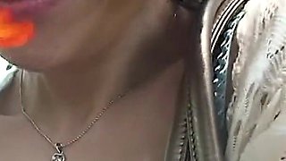 Skinny Japanese Girl Walks with a Toy Inside Her Bush Before Sucking a Man