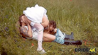 Pretty Brunette Bride Fucks A Horny Shepherd In A Summer Field 17 Min