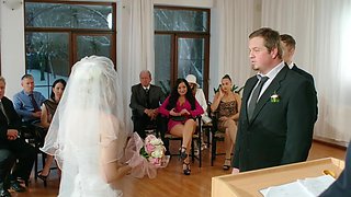 Wedding porno with the hot bride riding dick in front of her family