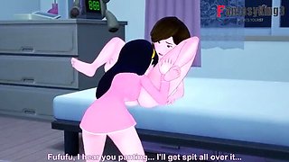 Helen Parr and Violet Parr lesbian threesome POV with petite MILF and cute 18yo animation