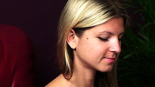CFNM petite newbie learns BJ in 3some