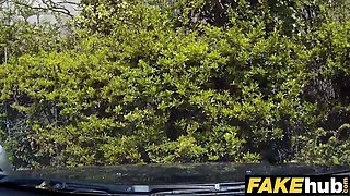 Faux cop copper cums over geeky females glasses in the sun