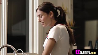 Skinny mom shemale stepmom pleases big cocked stepson