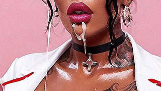 Hot Nurse in Gloryhole Club, Big Tits, Gloryhole Bukkake, Big Dick Sucking Cock