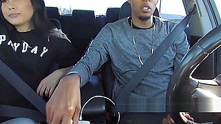 Sucking dick in the car leads to hard fucking creampie