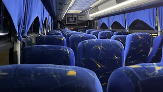 I suck an unknown passenger on a real bus and he cums in my mouth