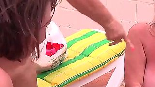 AuntJudysXXX - Busty Mature Lesbian MILFs Melody, Randy, and Jojo Get Naughty by the Pool