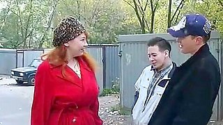 Russian MILF with 2 younger guys