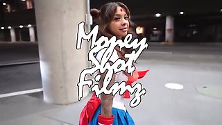 Penis luving, Ebony nymph clothed up as Sailor Moon is impatiently gargling a good-sized, white knob