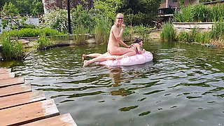 Outdoor Double Blowjob After Some Fun in Our Pond