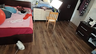 Amateur Woman Has Fun Trying on Clothes and Cutting Them