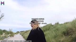 Amateur Outdoor Beach Threesome with Irogenia - Cum in Mouth & Big Cock Action