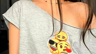 Cute curly brunette solo webcam masturbation