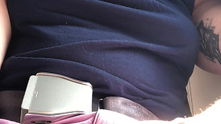 Mid flight fingering of my pierced clit and playing with my beautiful bush