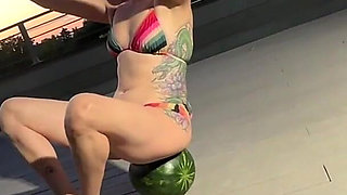 Hand Stand Blowjob Cumshot After She Lose the Game You Never See That Before