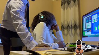 Married Curvy Ebony Babe Enjoys Hot Doggy-style Fuck With Her Boss In the Office