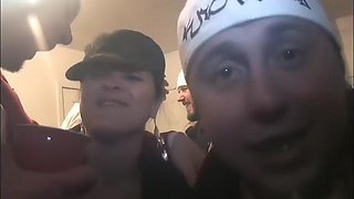 Filthy cock sucking teen slut goes down on dick