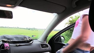 European babes seducing pussies in car