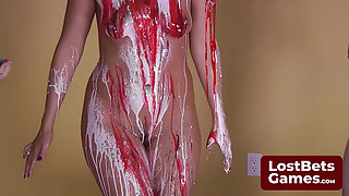 A Tantalizing Strip Facial Game Where Girls Take Turns with a Knob