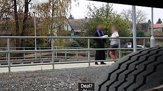 Fat bigtitted slut pussydrilled in van
