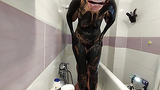Amateur Couple Takes Bath, Wife Hairy Pussy, Big Ass, Big Tits.